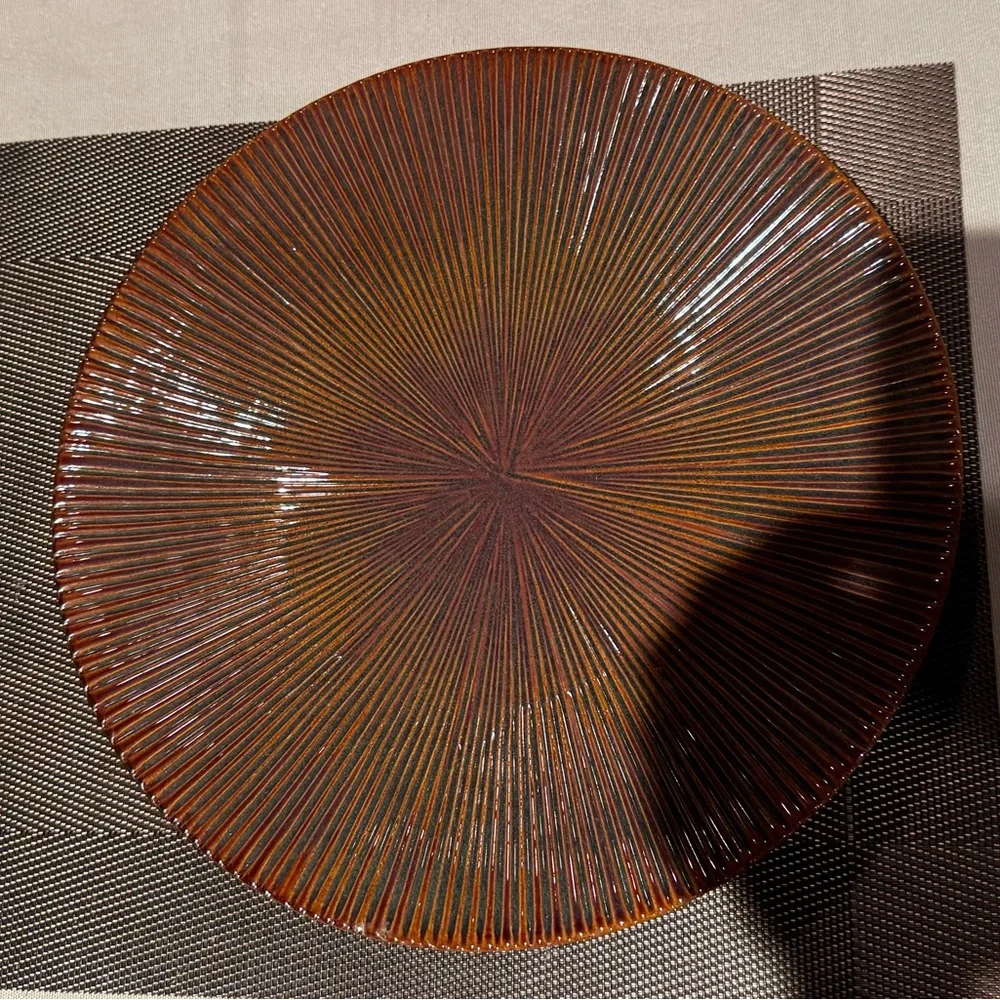 Colin Cowie JCPENNY Collection Lotus Leaf brown ceramic salad plate 11” diameter